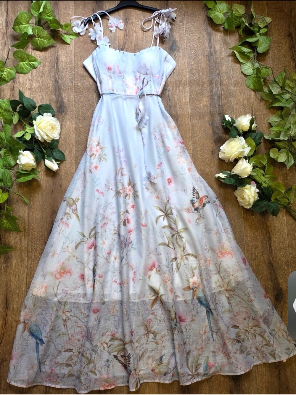 Taelynn Floral Maxi Dress with Tie Straps